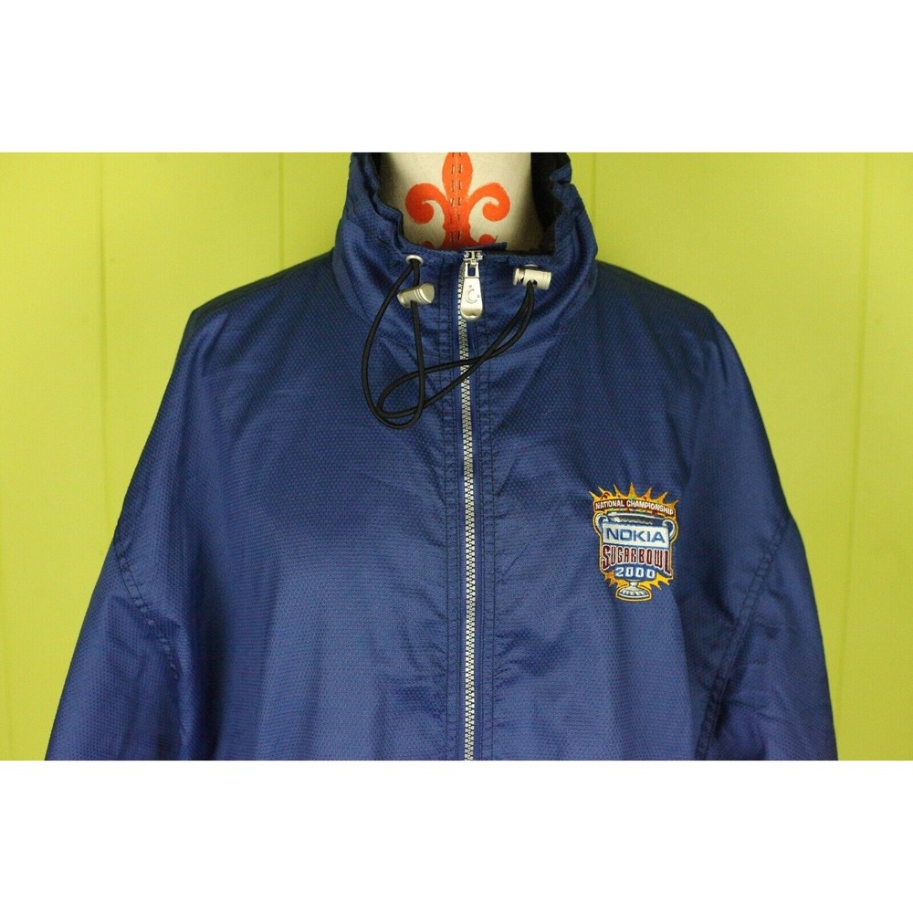 Vintage 2000 Nokia Sugar Bowl Mens Sz L Full Zip Textured Windbreaker Jacket EUC - Picture 2 of 12